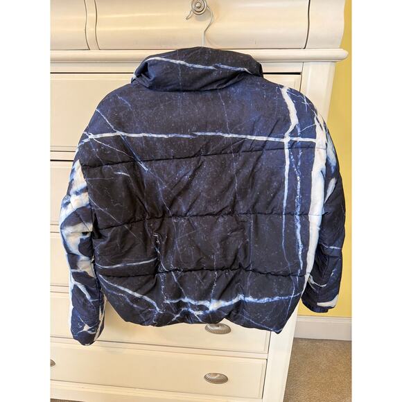 Nubyen Cropped Puffer Ski Jacket Women's Small Blue Marble Revolve Wintercore - Picture 4 of 7